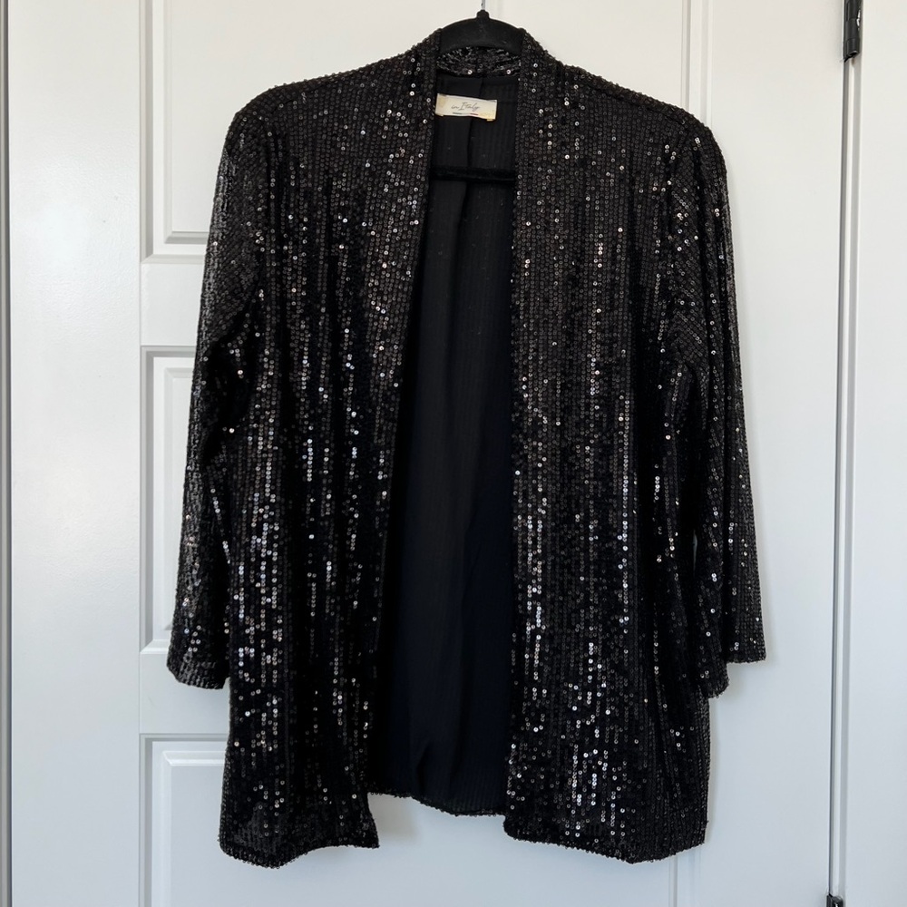 In Italy Black Sequin Blazer - One Size